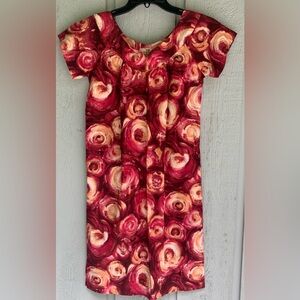 Vintage 60’s Ui- Maikai Floral Shift Dress Orange & Red Size 32 US 4/6